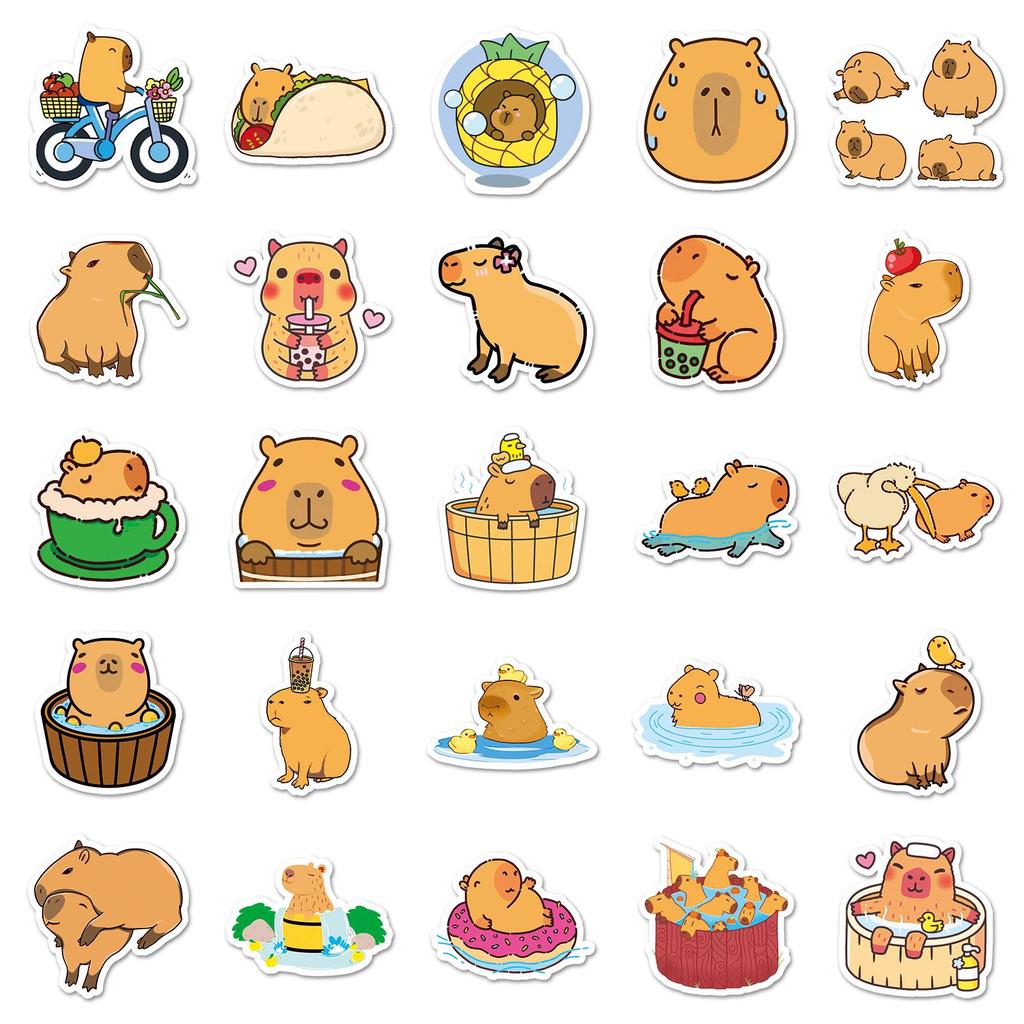 Capybara Suitcase & Laptop Stickers - 50 Waterproof Animal Designs for Travel & Decoration