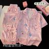 2026 Kids Pajama Set Ice Silk Short Sleeve Long Pants Cartoon Print Sleepwear Girls Boys 8 Years
