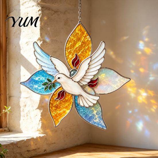 DIY Hanging Ornament Supplies Christian Suncatcher Kit, Stained Glass Style Religious Sun Catcher, Relaxing Handcraft Gifts Iridescent for Window