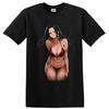 Anime Waifu Bikini T Shirt W/ Black Hair Red Gold Swimsuit Art Pinup Style Tee