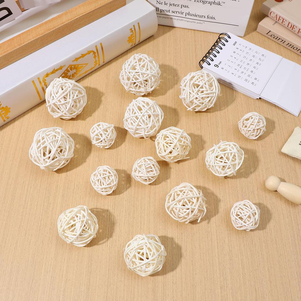 15Pcs Wicker Rattan Balls 3Cm 4Cm 5Cm Natural Craft Decoration Wedding Bridal Shower Christmas Party Hanging Ornament