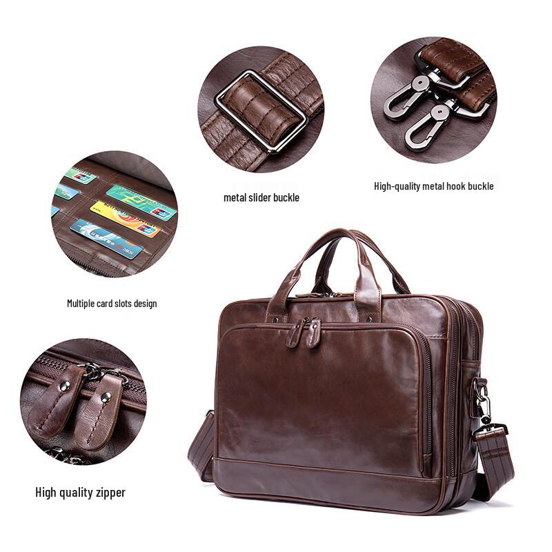 Men's Business Leather Briefcase Laptop Bag