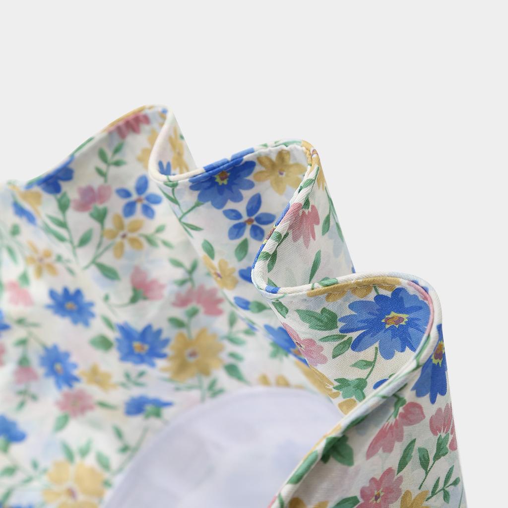 Women's Spring Summer Flower Print Bucket Hat Foldable Sunshade Casual Korean Style Outdoor Sun Hat Cloth Sunhat