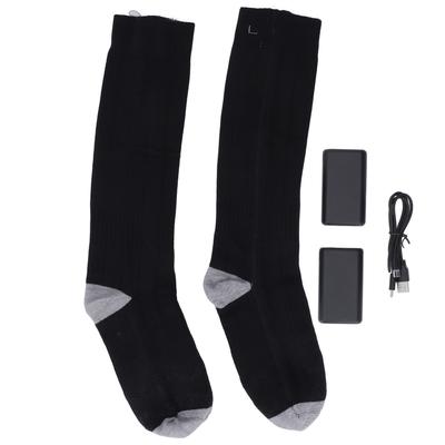 1 Pair Heated Socks 3 Levels Temperature Rechargeable Comfortable Black Grey Electric Heated Socks for Hiking Skiing