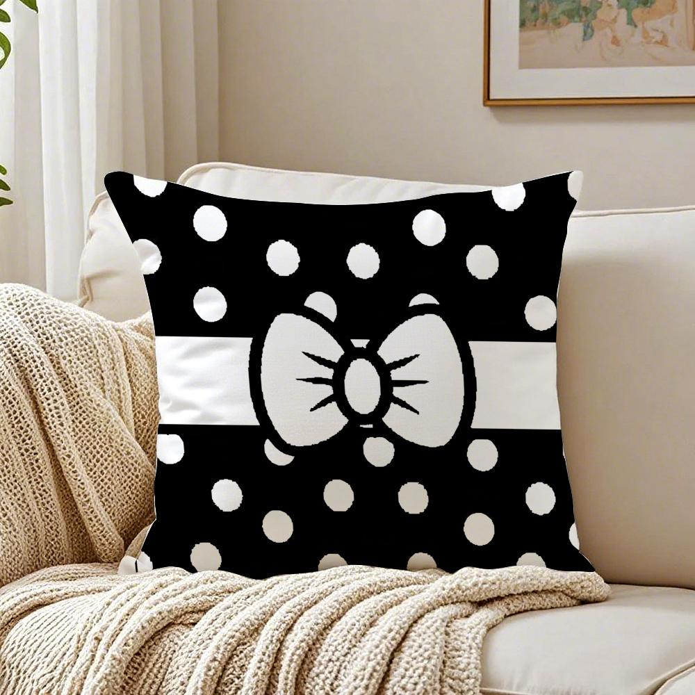 Ink Wash Bowknot Polka Dot Pillow Chinese Retro Cushion Cover Pillowcase Anti-Dustmite Living Room Sofa Decor Cushion Room