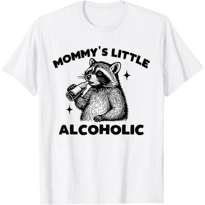 PiWine Funny Mommy’s Little Alcoholic Cute Raccoon Meme T-Shirt