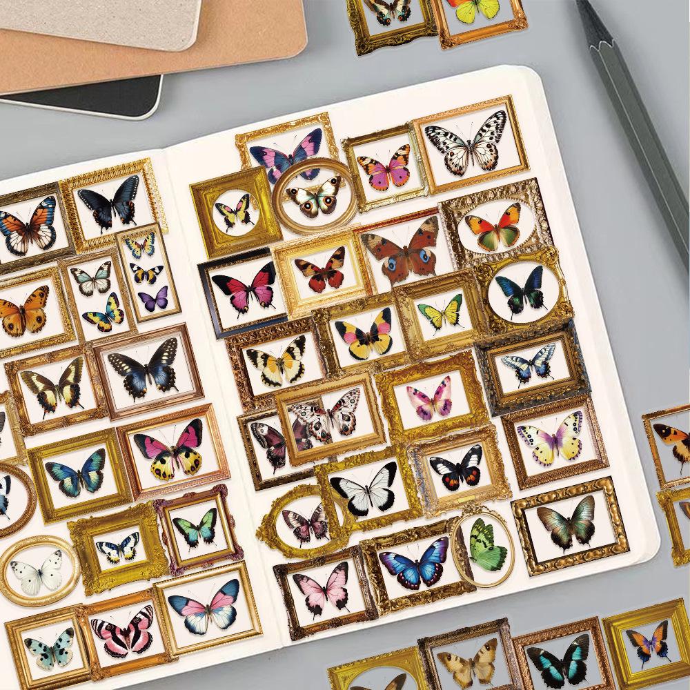 52pcs Retro Butterfly Transparent Stickers for DIY Decoration: Phone Cases, Water Bottles, Refrigerators, Luggage, Journals