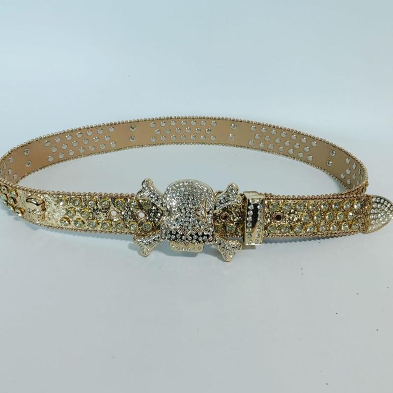 Harajuku Waist Belt Shinning Rhinestone Buckle Belts for Woman Men Rhinestone Skull Decor Waist Strap for Jeans Dress