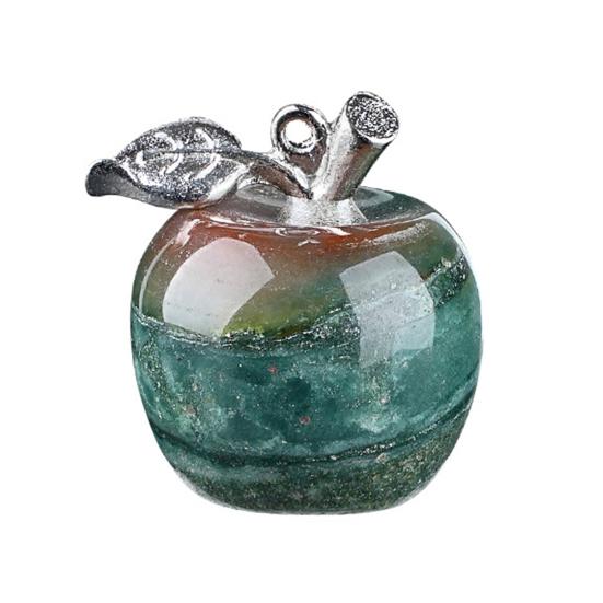 

DIY Necklace Pendant Fruit Shape Natural Faux Crystal Pendant with Electroplated Silver Leaf Buckle 20mm Mini Ornament G