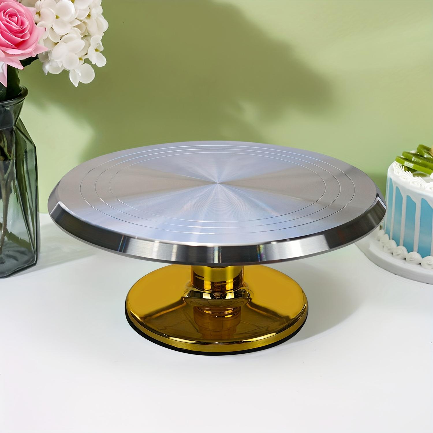 

12-дюймовая подставка для торта, поворотный стол, инструменты для выпечки, вращающийся на 360° противень из алюминиевого сплава, украшение для выпечки торта на день рождения, кухонные принадлежности золотой