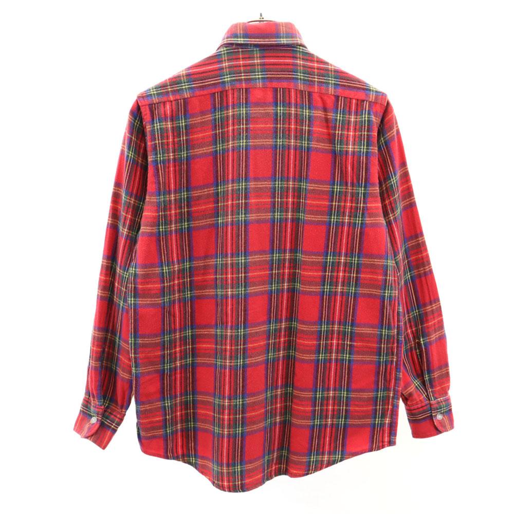 L.L.BEAN 80s Outdoor Made In USA Vintage Check Pattern Long Sleeve Button Down Flannel Shirt Kid's Used