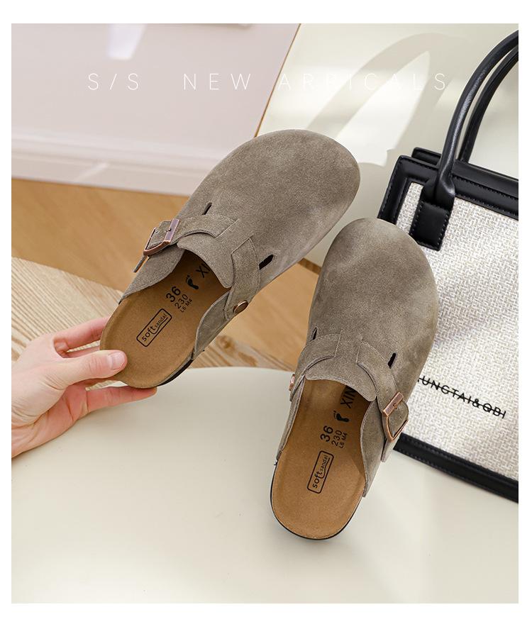 

Туфли Boken на толстой подошве 5 см коровья кожа коровья анти-велюр 2025 новые новые с низкой высотой увеличение роста сумка голова полушлепанцы для улицы 40