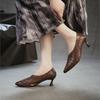 Johnature British Style Genuine Leather Pleated High Heels Elegance Commuting Versatile Women's Shoes
