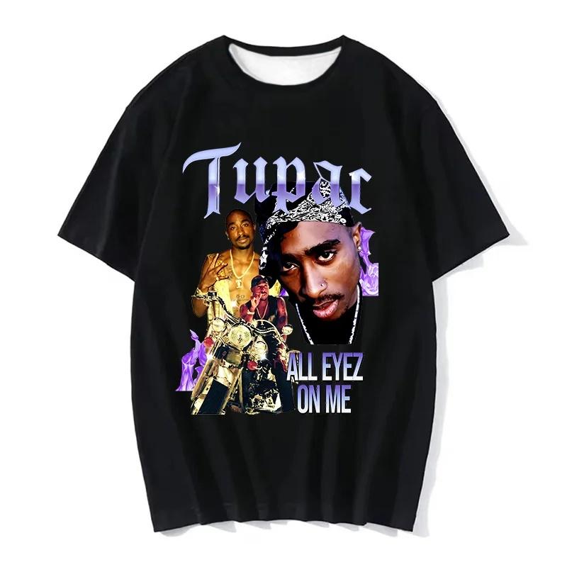 West Coast Gangsta Women T-shirt Rapper Tupac Tops Hip Hop Streetwear Graphic T Shirts Oversized Short Sleeves Tee Men T Shirt