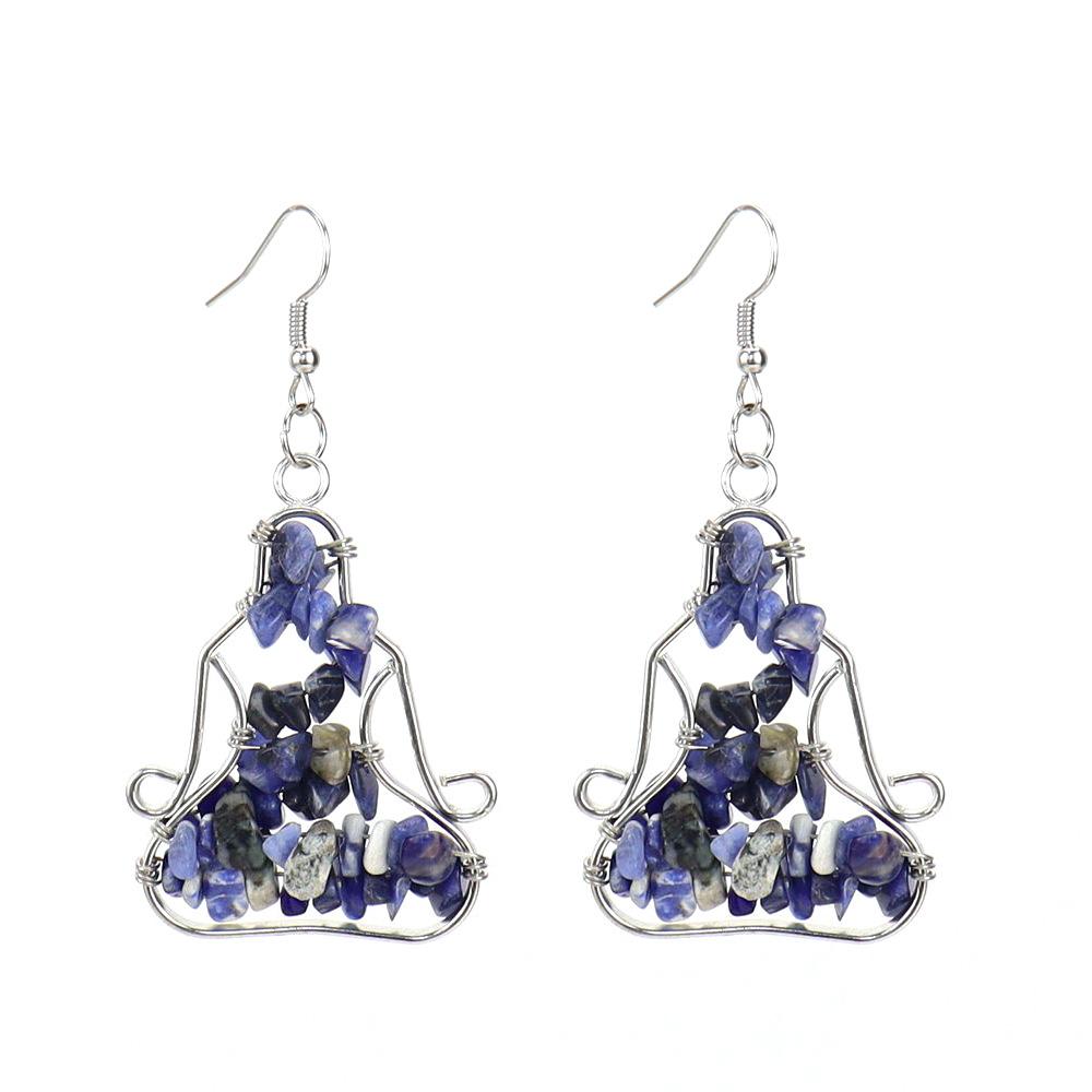 Hand Wound Natural Gravel Crystal Agate Amethyst Yoga Earrings Earrings E14 Fresh And Sweet