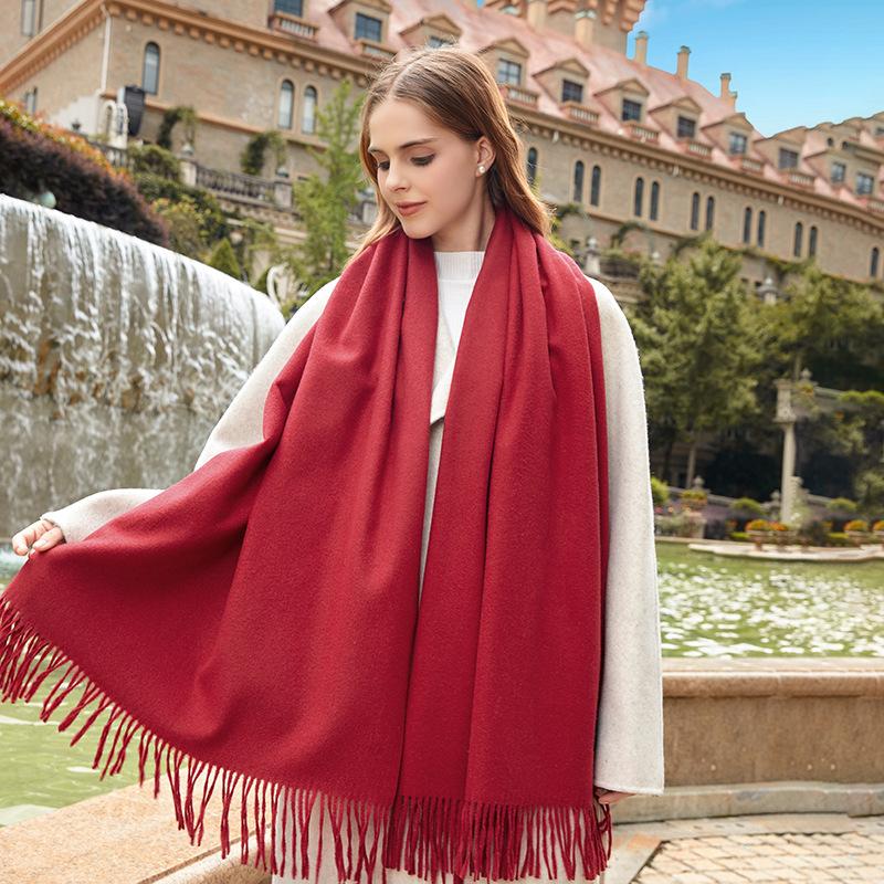 Wool Scarf Autumn and Winter Korean Style Cashmere Scarf Women's Winter New Style Women's Shawl Solid Color Scarf Versatile