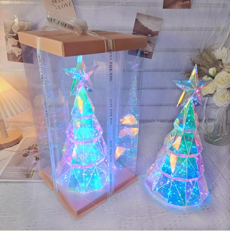 

38cm LED Christmas Tree Lamp Iridescent Colors, USB Powered Table Light for Bedroom, 2025 Xmas Home Decor Lighting