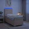 Boxspring Bed with Mattress and Headboard Cream 90 X 200 Cm Fabric