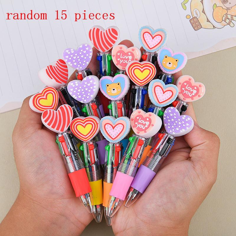 5/10/15Pcs Offices/Campuses/Birthdays/Valentine'S Day Gifts Casual Style Novel Heart-Shaped Retractable Ballpoint Pen Set
