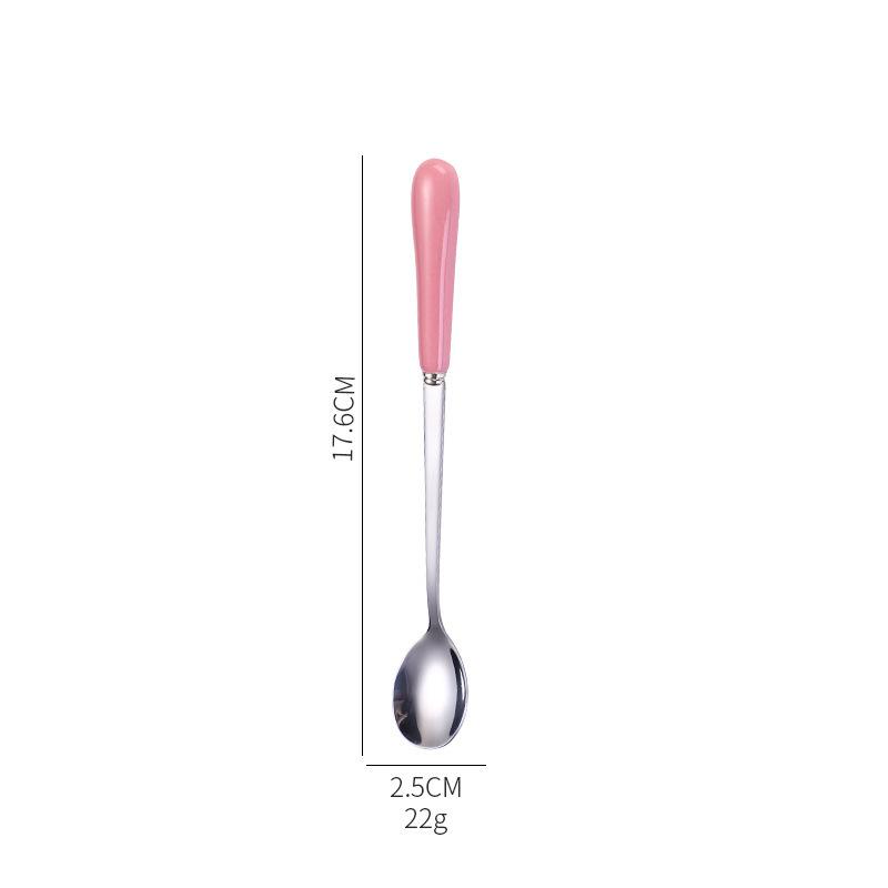 Dessert Espresso Ceramic Handle Stainless Steel Teaspoon Stirrer Coffee Spoons Stirring Tool