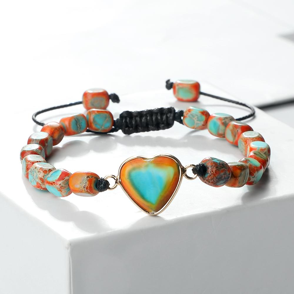 Original Beads Bracelet Tibetan Square Emperor Stone Women Men Pendant Chakra Healing Couple Chain Pulsera Bangle Jewelry Gifts