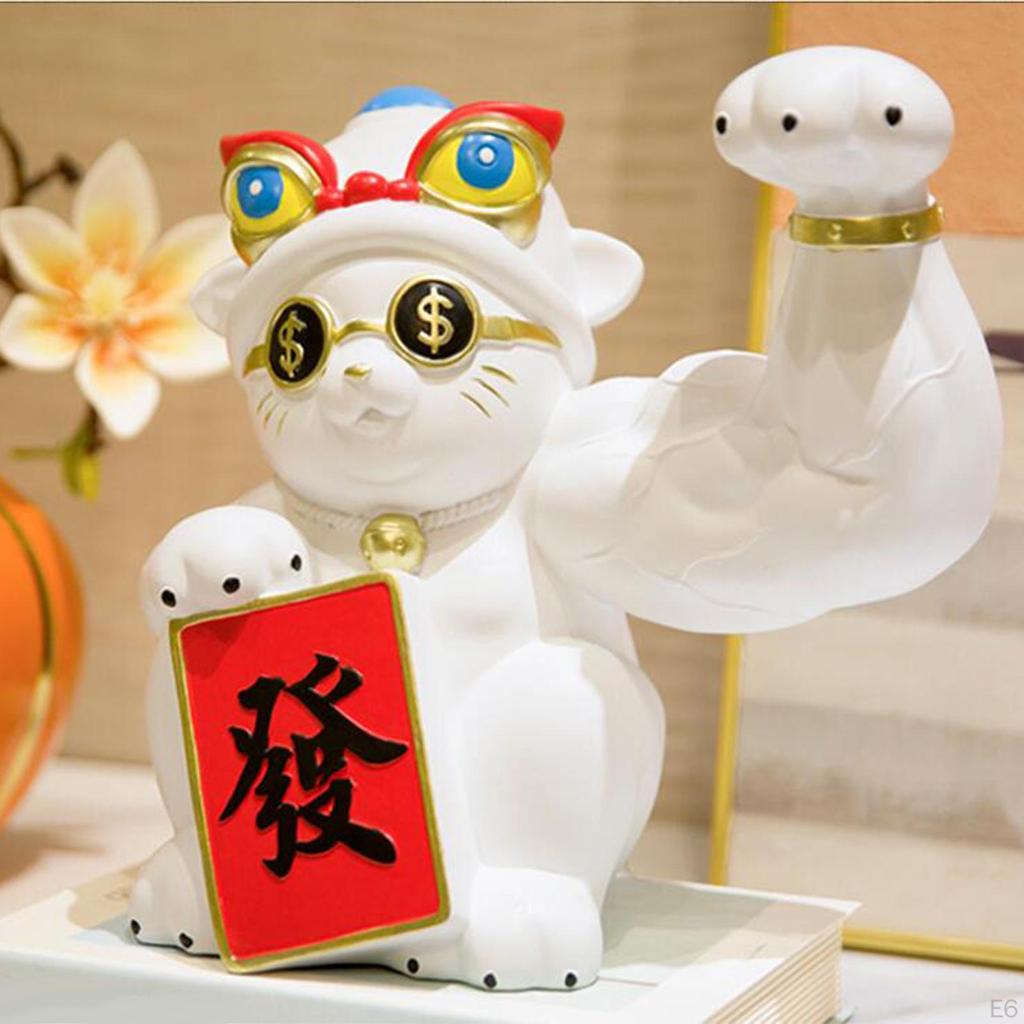 Figurine Craft ,Big Waving ,Feng Shui Resin Animal Sculpture for CNY Counter ,Sre Deskp Wealth