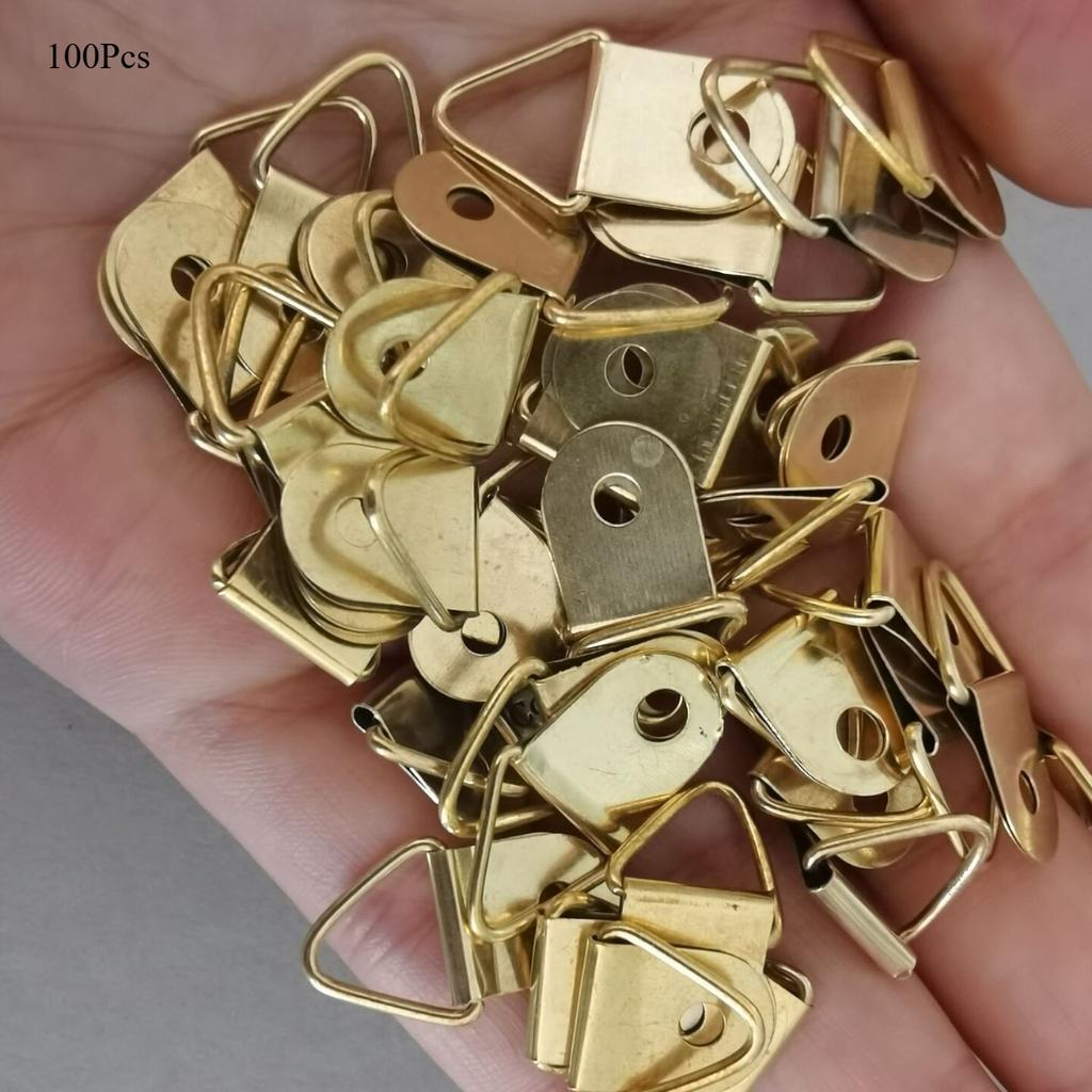 100Pcs Photo Frame Hook Accessories Triangle Hanging Ring Hardware Hanging Buckle Picture Frame Medium Ring Screw Golden Triangle Hook