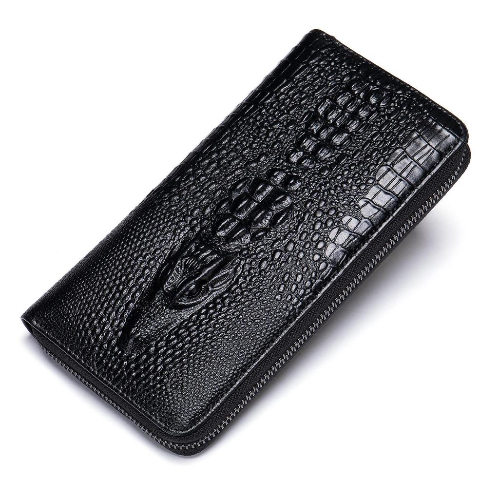Long Wallet, Leather Alligator Pattern Business Multi-card Clutch Bag First Layer Cowhide Wallet Male