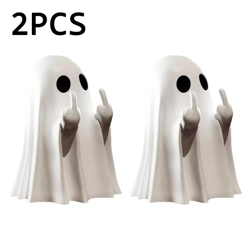 Halloween Middle Finger Ghost Statue Small Halloween Decor for Home Centerpiece for Coffee Table, Adorable Horror Figure