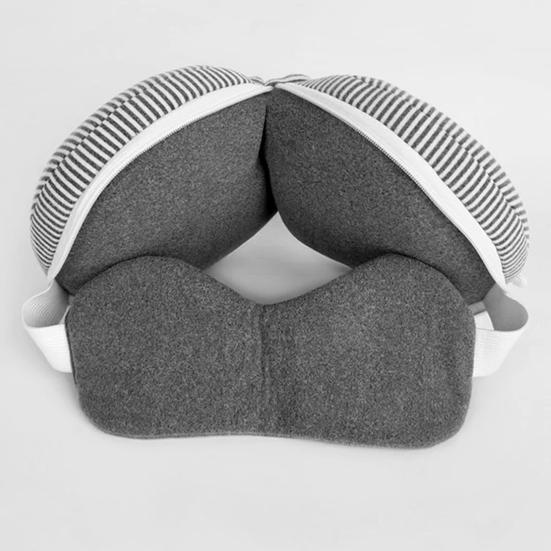 Travel 2-in-1 Neck Pillow Portable Neck Pillow with Eye Mask Zippered Neck Pain Relief Pillow