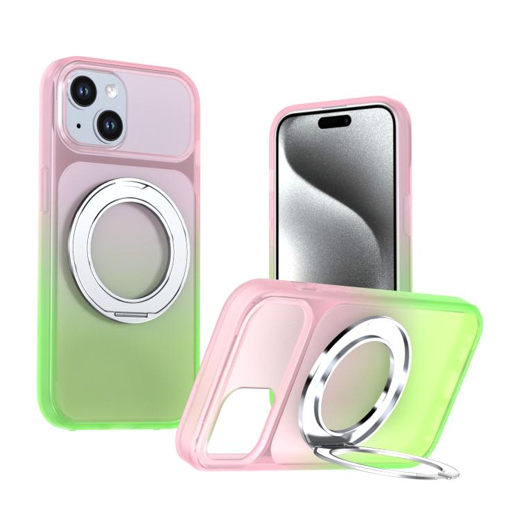 Phantom Skin Feel Gradient PC+TPU Phone Case With 360° Rotating Metal Holder, Magnetic Wireless Charging Shockproof Protective Cover