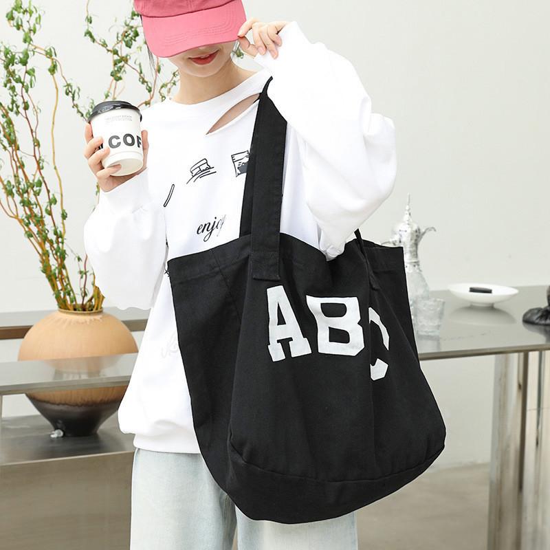 IELGY Japanische lässige Kunst-Canvas-Tasche, modische Handtasche mit Buchstabendruck