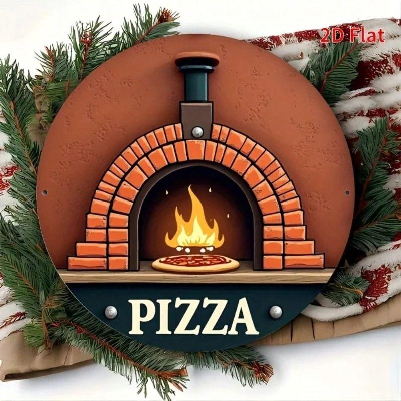 

Metal Wall Decor Round Flat Sign Flame Design for Bar