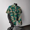 Summer Couple'S Thin Breathable Short-Sleeved Flower Shirt Men'S And Women'S Hong Kong Style Retro Hawaiian Vacation Shirt