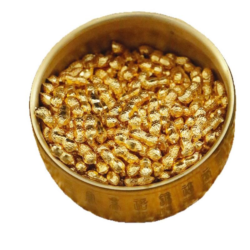 *100PCS 1CM Solid Gold Plated Rice Peanut Fortune Bowl Filler With Mini Ingots Chinese Lucky Decoration For Wealth Vase Display
