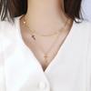 Fashion Double Titanium Steel Necklace Trend Stacked Stainless Steel Cross Necklace