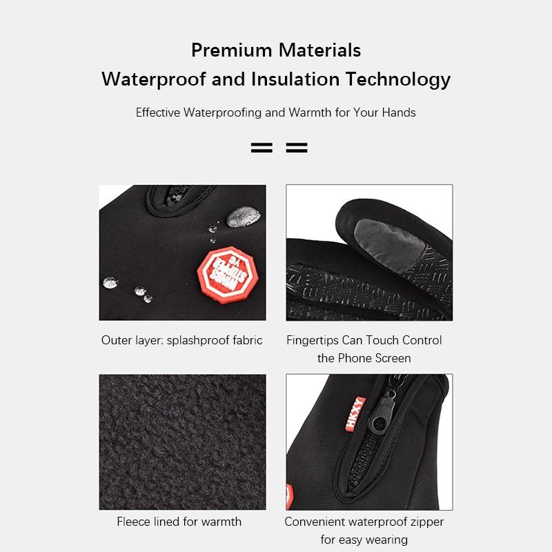 Unisexové rukavice odolné proti větru pro rybaření, lov, cyklistiku, zimní teplo, rukavice se zipem na dotykovou obrazovku, cyklistické lyžařské rukavice