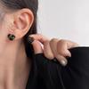 Cute Black Enamel Oil Heart Stud Earrings for Women Girls Asymmetric Letter Love Heart Shape Pattern Earrings Trendy Jewelry