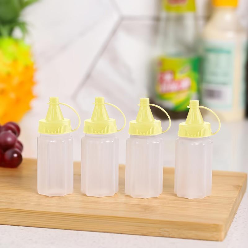 4pcs Sauce Squeeze Bottle Mini Ketchup Bottles Salad Dressing Containers Outdoor Portable Barbecue Spice Jar Party Kitchen Tools