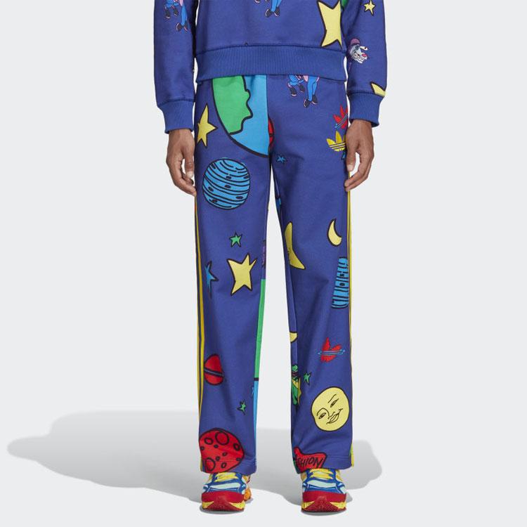 Adidas Originals Space Print Lace-Up Straight Loose Knit Sweatpants Men Bottoms Blue HN9053