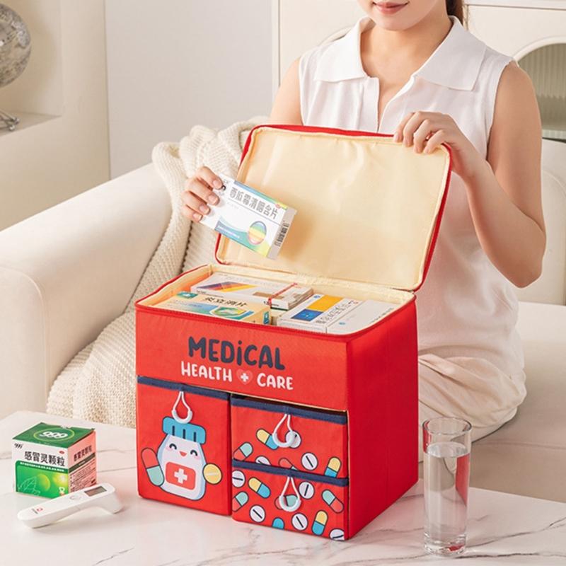 Portable Hand Carry Medicine Storage Box Foldable Multiple Drawer Compartment for Organized Home Use