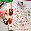1PC 3D Luminous Colorful Light Christmas Nail Stickers Green Pine Branch/Red Bauble Star Nail Decals Adhesive Holiday Nail Decor