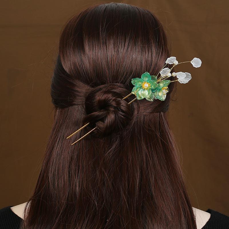 Design Hanfu Hairpin, Hairpin, Glazed Flower Step Fringed Hairpin, Ancient Costume Head Jewelry, Super Fairy