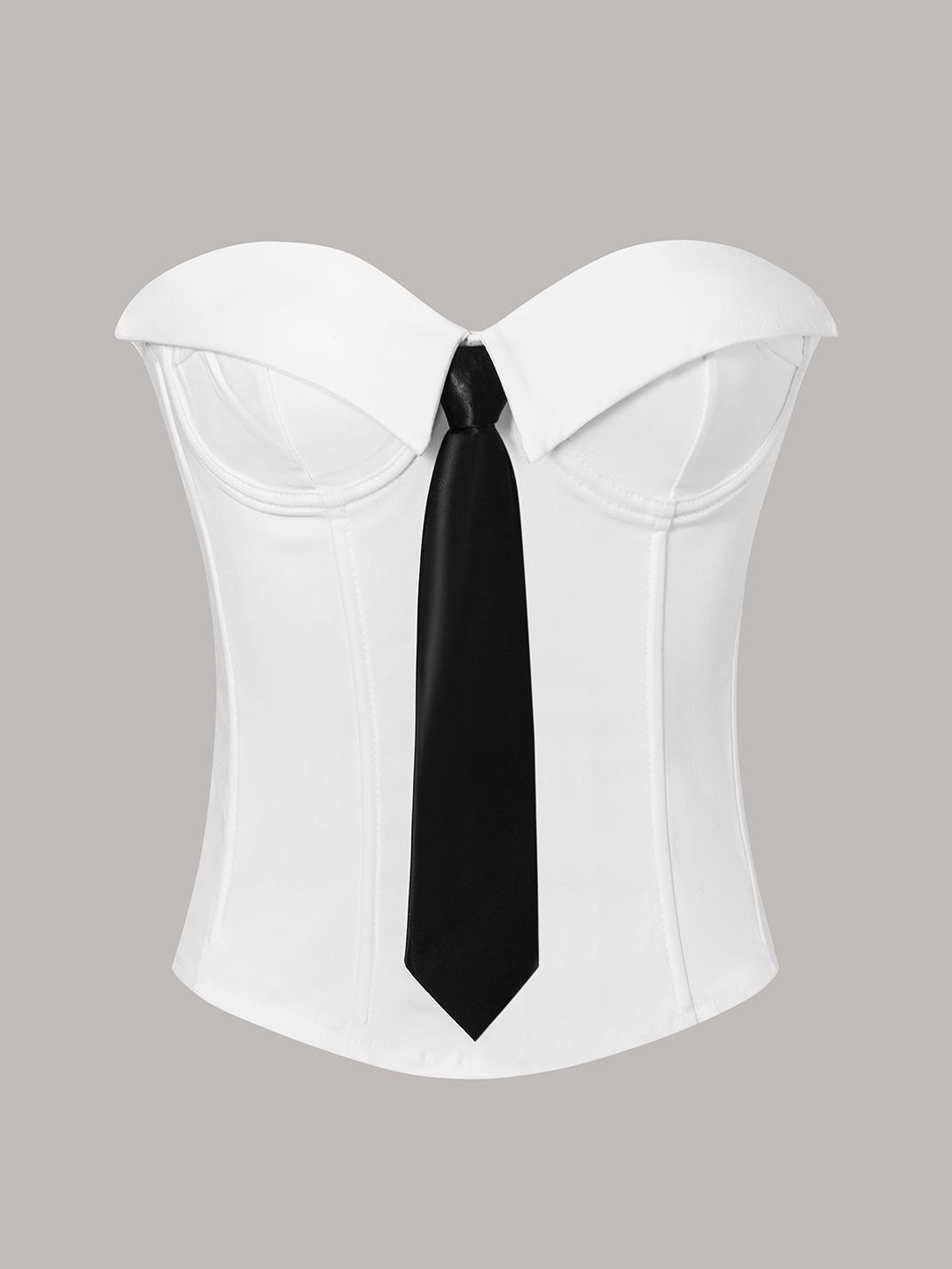 

Зарубежный горячий стиль однотонный топ-бандо на косточках с завязками S