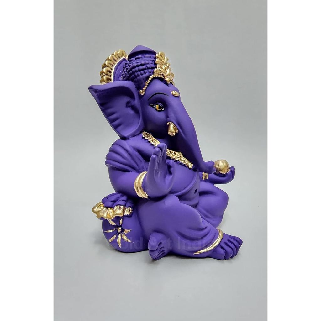 Terracotta Ganesha In Violet - A Festive and Auspicious Addition To Your Home or Car