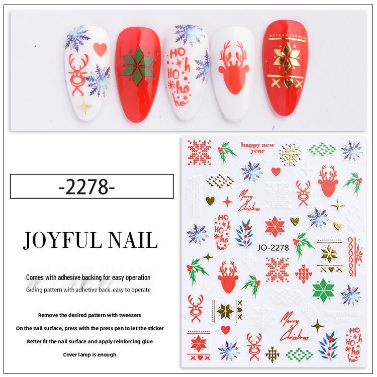 

Christmas Nail Stickers: White Snowflakes, Santa Hat, Reindeer, and Rabbit Decals