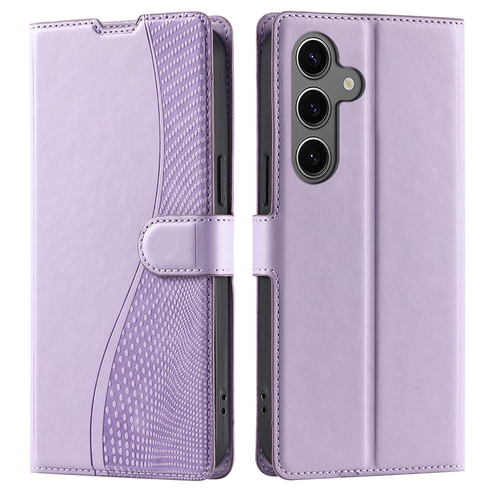 For Samsung Galaxy S24+ Case Dots Imprinted PU Leather Flip Phone Cover with Card Slot, Strap