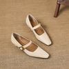 Krazing Pot Microfiber Square Toe Thick Med Heels Spring Summer Shoes Big Size 43 Metal Buckle Women Office Lady Pumps