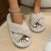 Women'S Cross-Strap Slippers - Soft Plush Lined, Comfortable & Quiet EVA Sole, Lightweight Non-Slip Indoor/Outdoor Shoes Home Slippers House Slippers