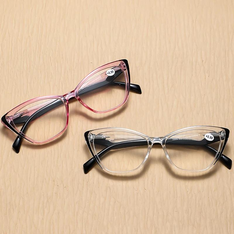Fashionable HD Reading Glasses for Women Men Vintage Cat Eye Frame Hyperopia Glasses New Style Plus Diopter Eyeglasses for Lady